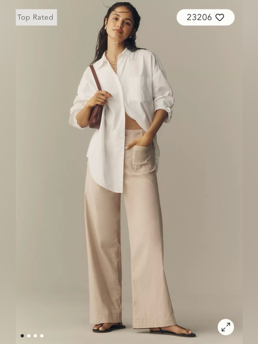 Maeve The Colette Magic Fabric Full Length Pants in Beige Size 26. NWT - Picture 2 of 12